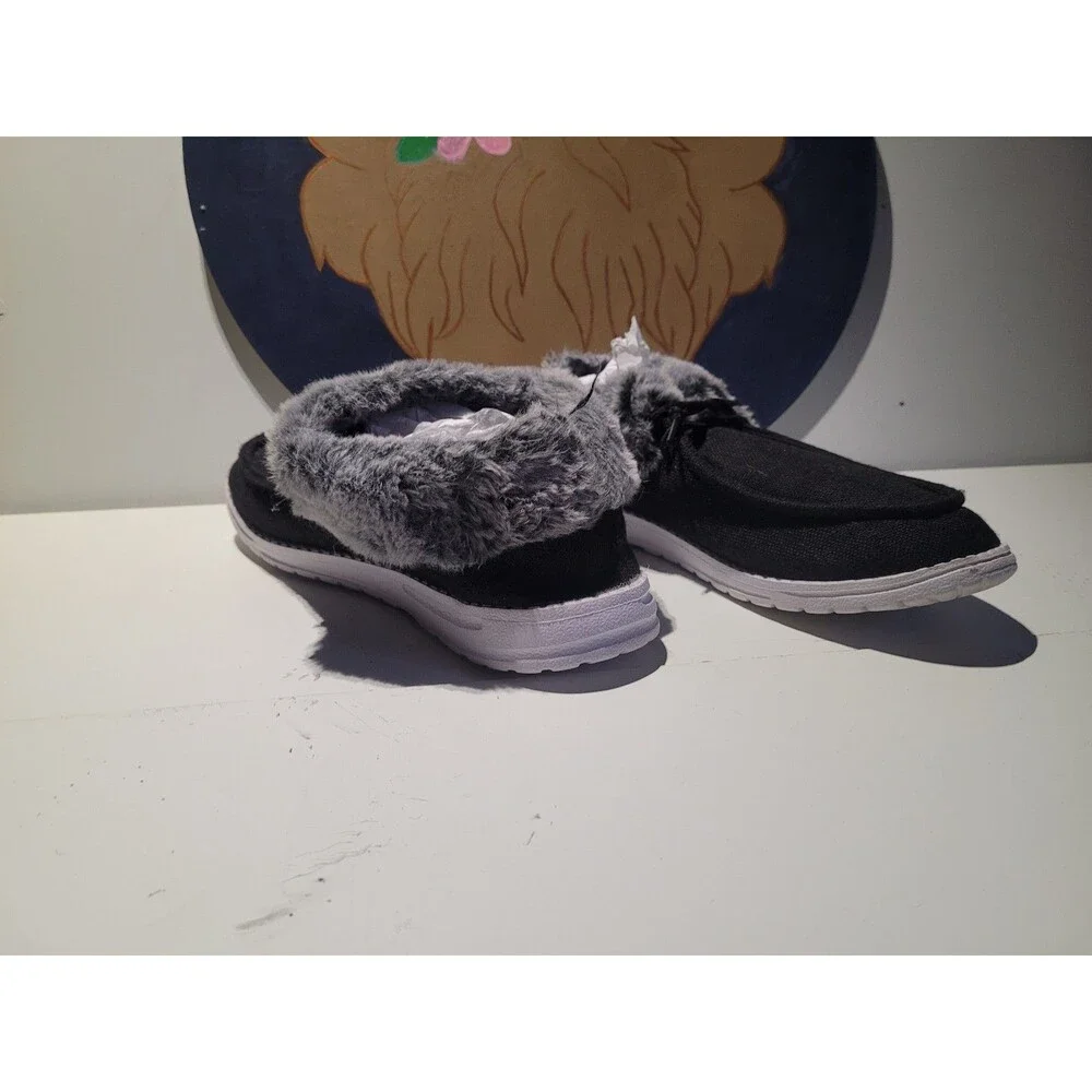 No brand Men’s Black Casual Slip On Loafers Faux Fur Lined Comfort Shoes Size 10